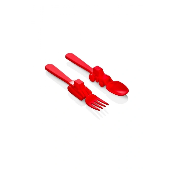 Figürlü  Çatal Kaşık Seti - Kırmızı
