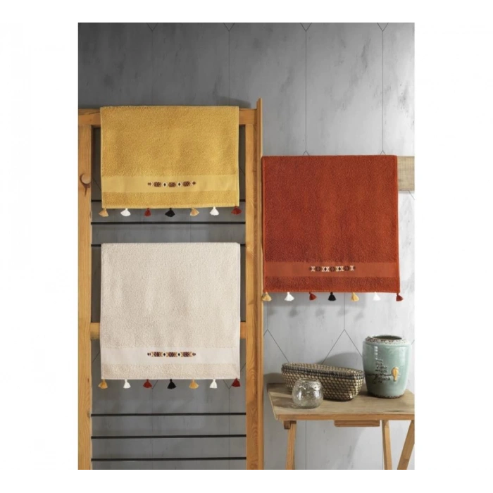 Fit V1 50x90 3lü Havlu Seti /Hardal/Bej