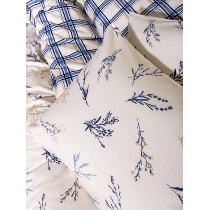 Flanel Nev Takımı Tek Kişilik Lavanid Mavi