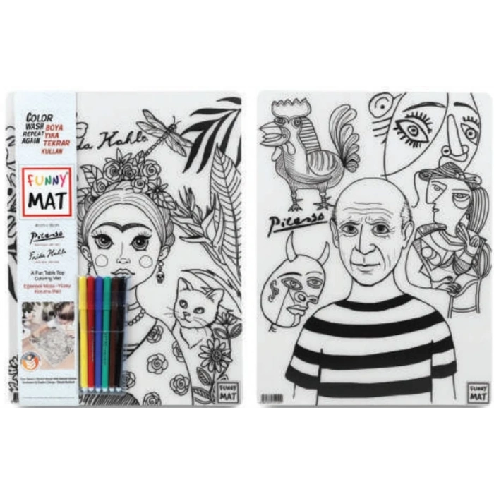 Funny Mat -  Pıcasso Ve Frıda Kahlo 6Lı Kalem Hediyeli 30 x 40 cm