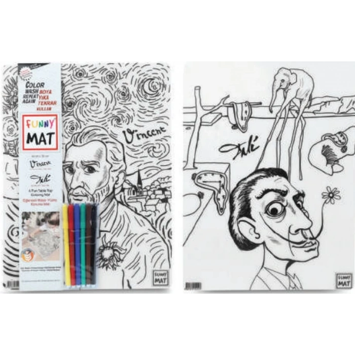 Funny Mat - Vıncent Van Gogh Ve Salvador Dalı 6Lı Kalem Hediyeli 30 x 40 cm
