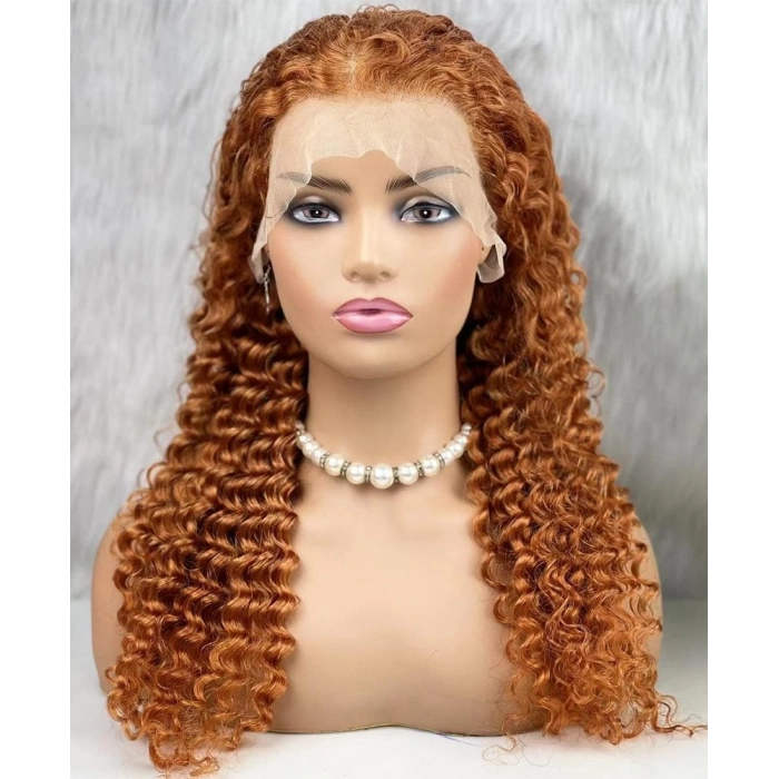 Gerçek Front Lace Tül Peruk / Afro Dalgalı / Bakır 70/75cm