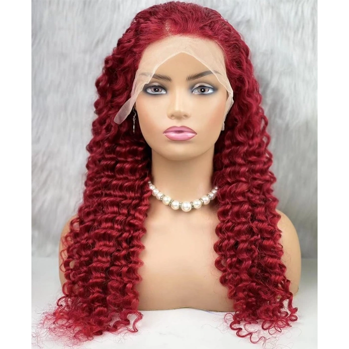 Gerçek Front Lace Tül Peruk / Derin Dalgalı / Kızıl 70/75cm
