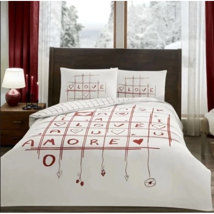 Glow Parlayan Çift Kişilik Nev Takımı Romenta Kırmızı