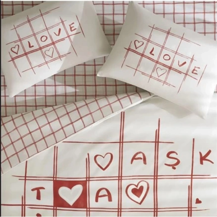 Glow Parlayan Çift Kişilik Nev Takımı Romenta Kırmızı