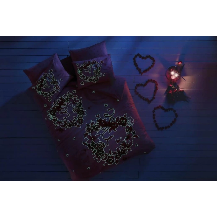 Glow Parlayan Çift Kişilik Ranforce Nev Takımı Roses Pembe