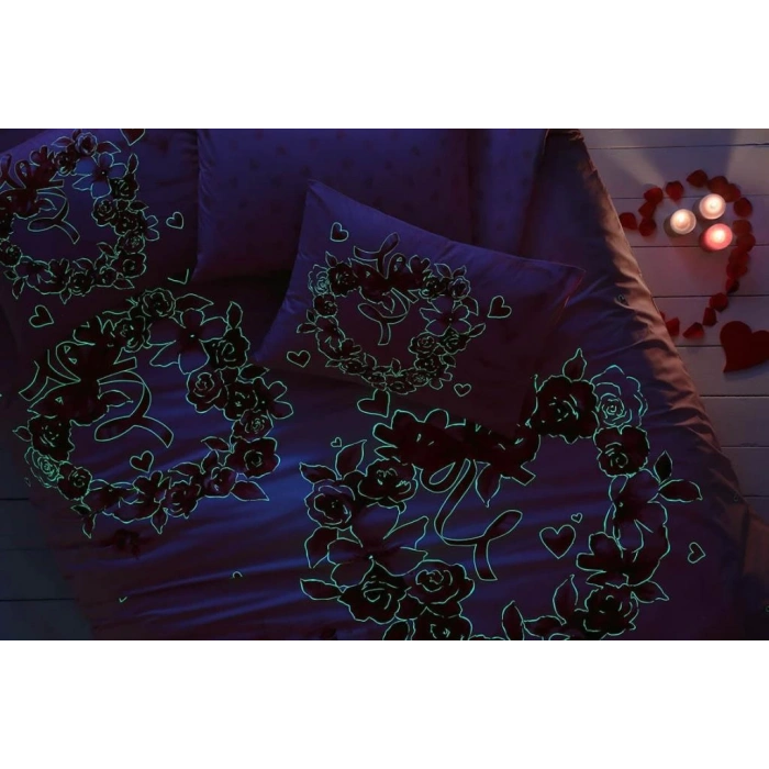 Glow Parlayan Çift Kişilik Ranforce Nev Takımı Roses Pembe