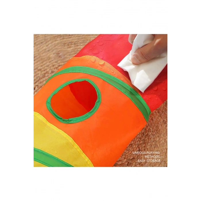 Gökkuşağı Desenli Kedi Oyun Tüneli, Katlanabilir 125 cm
