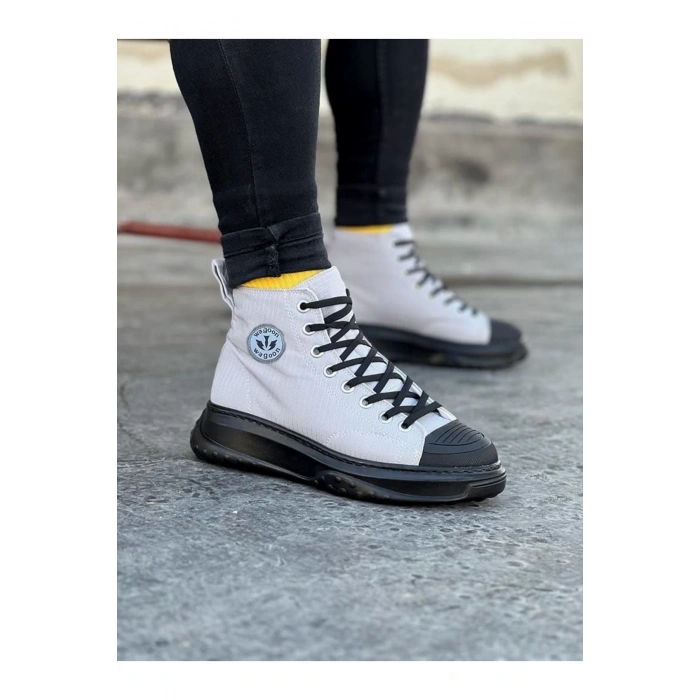 Gri Siyah Erkek Yarım Bilek Casual Ayakkabı