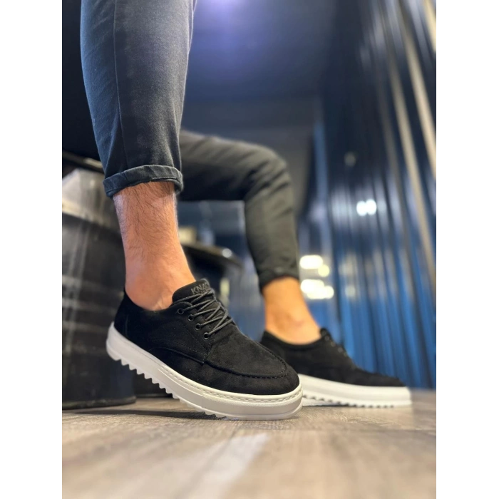 Günlük Ayakkabı T Siyah Süet (Beyaz Taban)