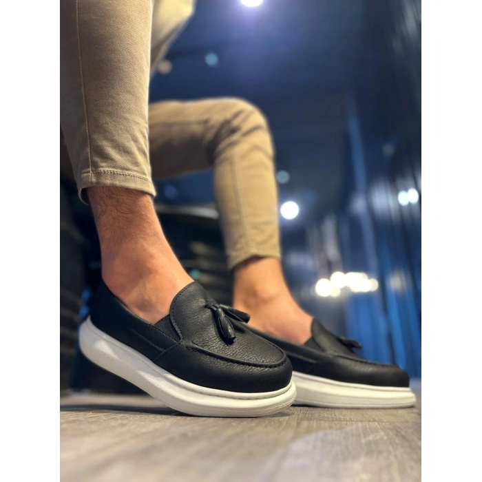 Günlük Spor Klasik Ayakkabı  Siyah (Beyaz Taban)