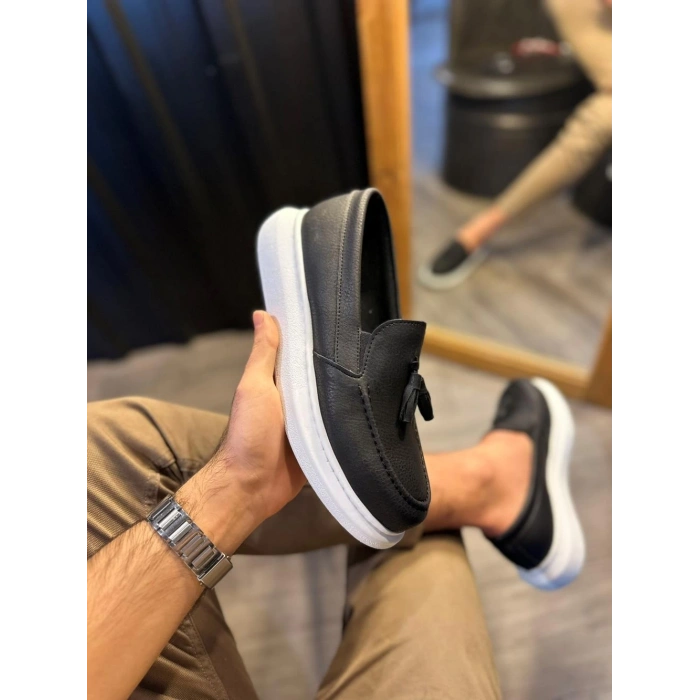 Günlük Spor Klasik Ayakkabı  Siyah (Beyaz Taban)