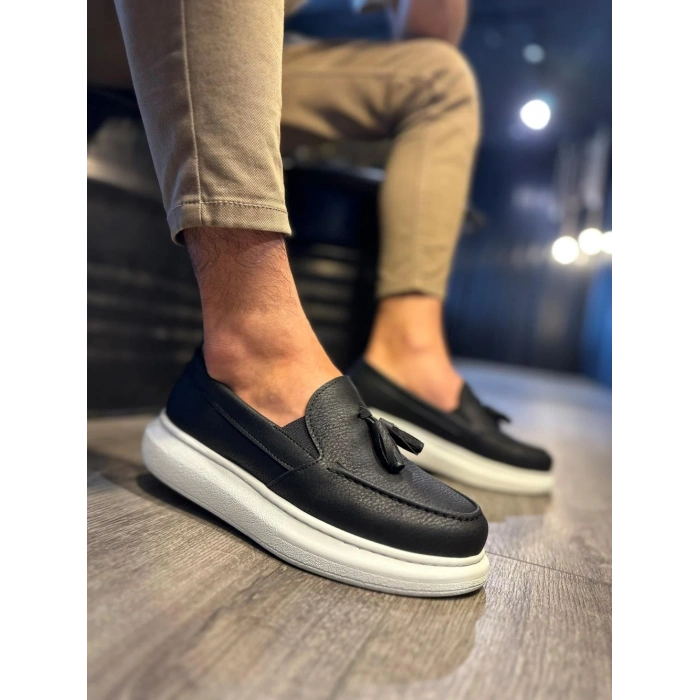 Günlük Spor Klasik Ayakkabı  Siyah (Beyaz Taban)