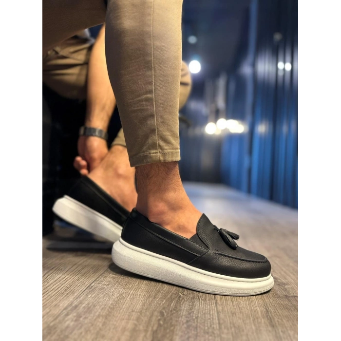 Günlük Spor Klasik Ayakkabı  Siyah (Beyaz Taban)