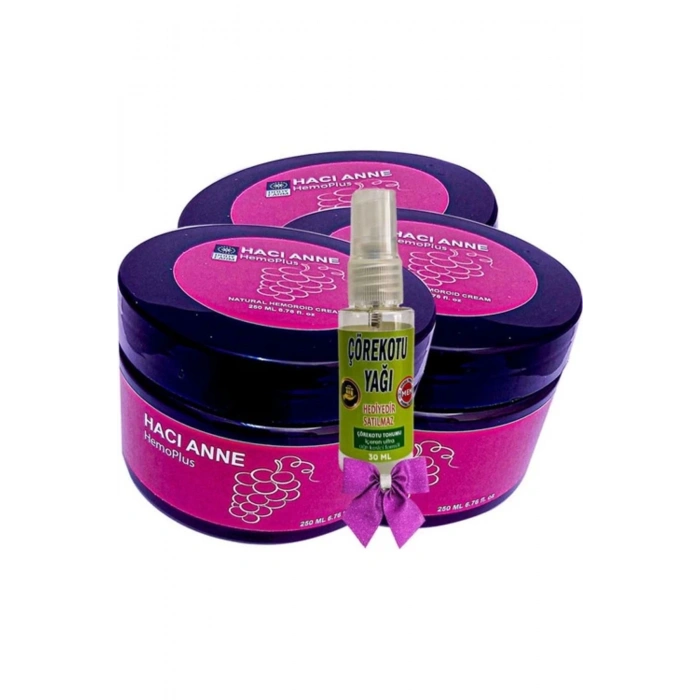 Hacı Anne Hemoplus Kremi 200 ml x 3 adet + Çörek Otu Yağı 30 ml