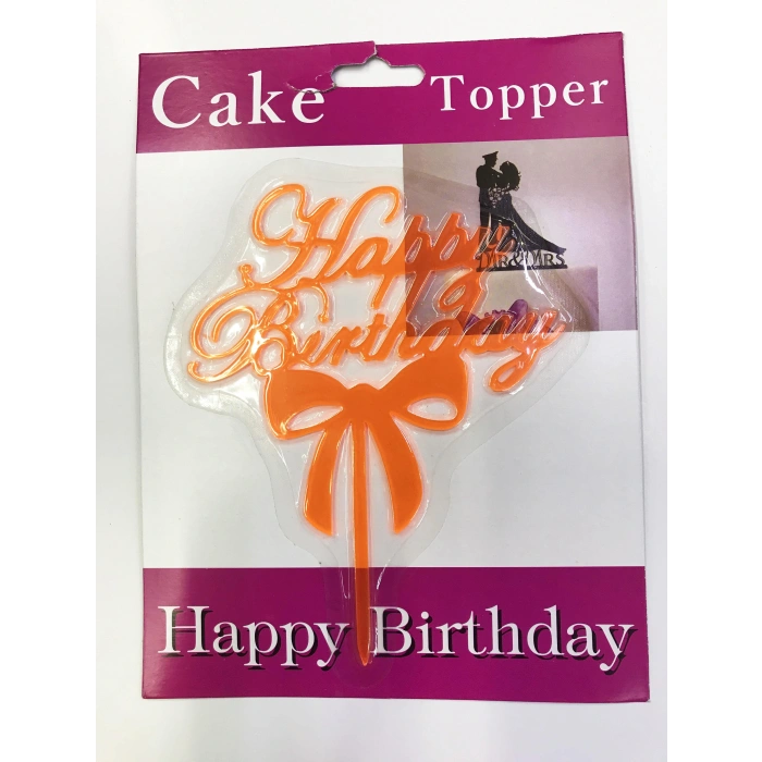 Happy Birthday Yazılı Fiyonklu Pasta Kek Çubuğu Tcu Renk