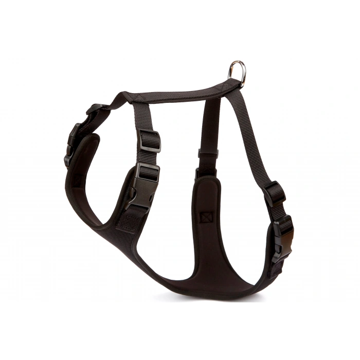 Havalı Ped Dokuma Köpek Göğüs Tasması 60/85 cm Siyah