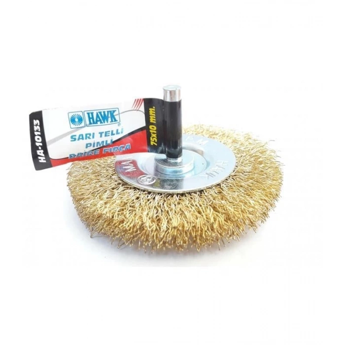 HA10133 Pimli Sarı Tel Daire Fırça 75x10 mm