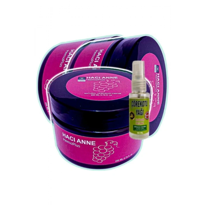 Hemoplus Hacı Anne Bakım Kremi 200 ml x 3 adet + Çörek Otu Yağı 30 ml