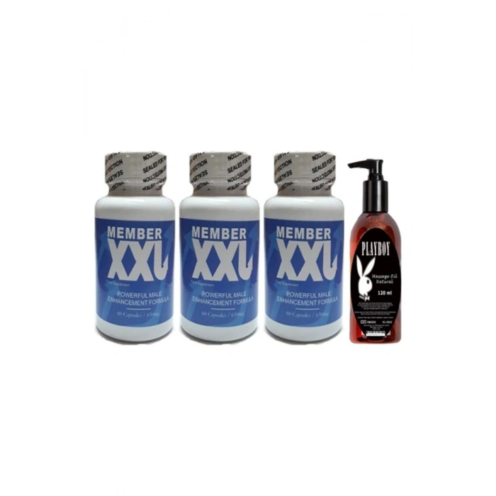 Hintohu Member Xxl Erkeklere Özel 60li 3 Adet Playboy 120 ml Masaj Yağı