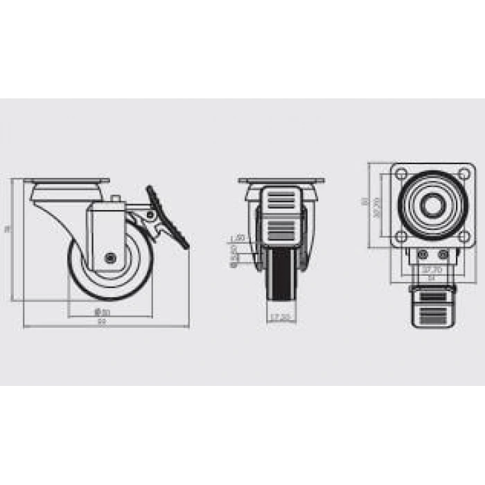 HTS 334 50X20 Tablalı Döner Frenli Teker