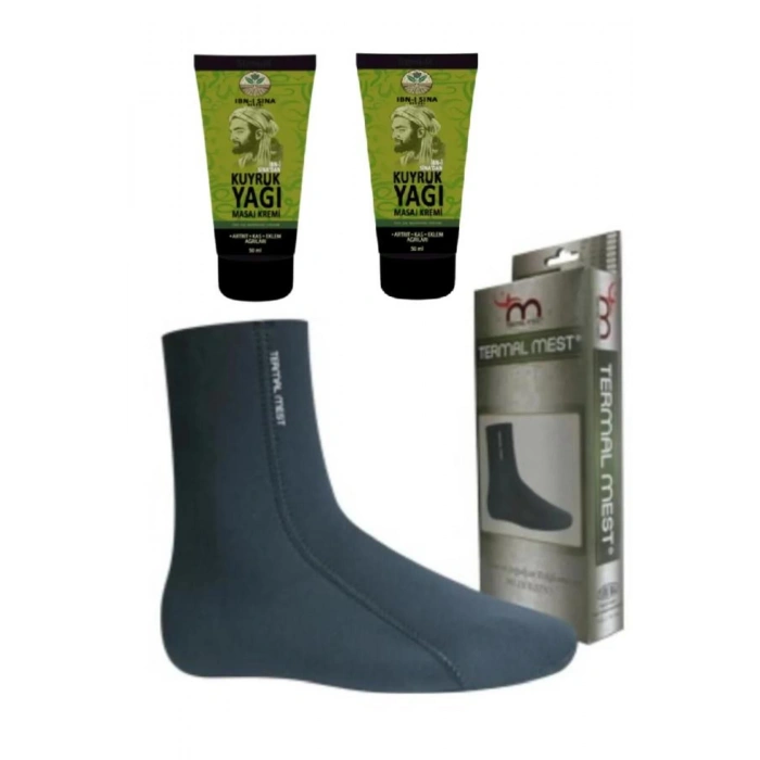 İbni Sina Kas İskelet Artrit Kuyruk Yağı Masaj Kremi 2 X 50 ml Su ve Isı geçirmeyen Mest Çorap (XXL)