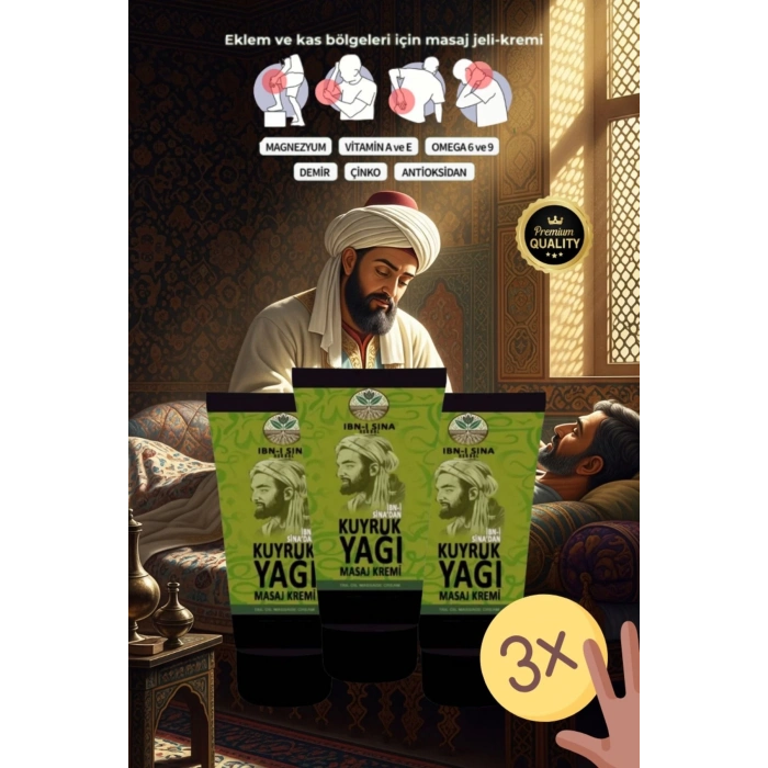 İbni Sina Kuyruk Yağı Mucizesi Vücut Diz Iskelet Agrilari Için Masaj Kremi 3 Adet