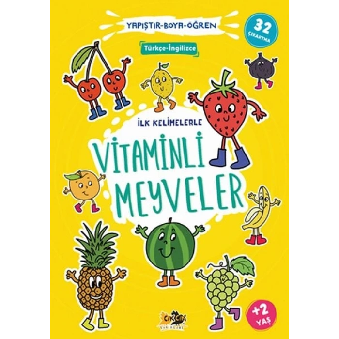 İlk Kelimelerle Vitaminli Meyveler Yapıştır-Boya-Öğren