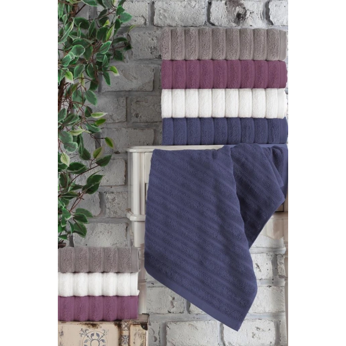 Jakarlı 4´lü 50x90 El Havlusu Monna V2 Gülkurusu