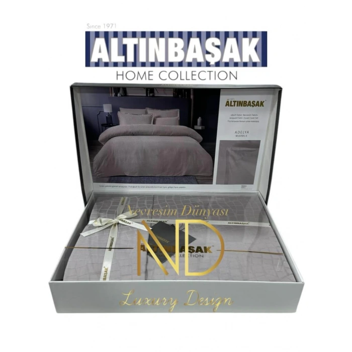 Jakarlı Saten Çift Kişilik Nev Takımı Adelya Marble