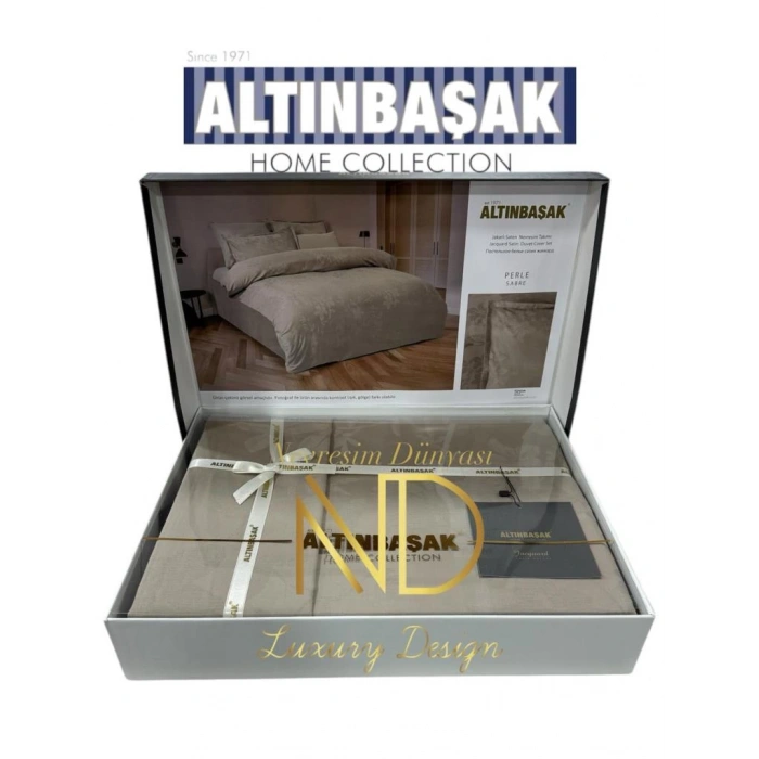 Jakarlı Saten Çift Kişilik Nev Takımı Perle Sabre