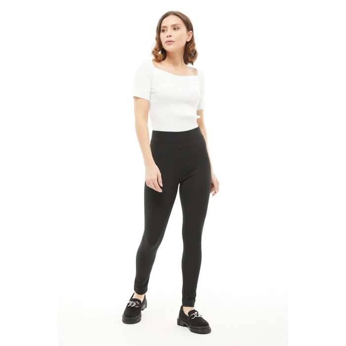 Kadın Büyük Beden Şardonlu Yüksek Bel Tayt