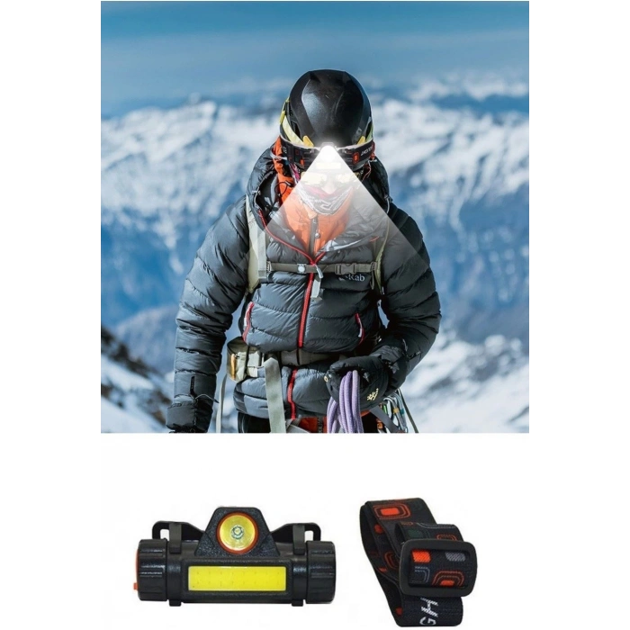 Kafa Lambası - 8 Saat Dalı Şarjlı Sensörlü Mıknatıslı - Kamp - Balıkçılık- Acil Durum Feneri