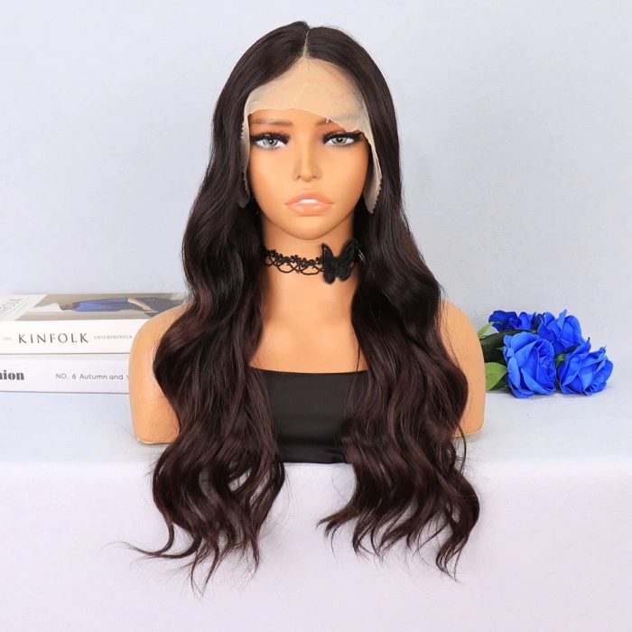 Kahverengi / Kızıl Kahve Ombreli Su Dalgalı Tül Peruk