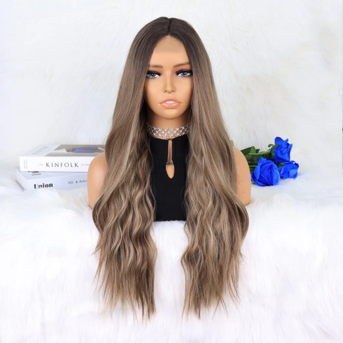 Kahverengi Kumral Ombreli Balköpüğü Işıltılı Tül Peruk