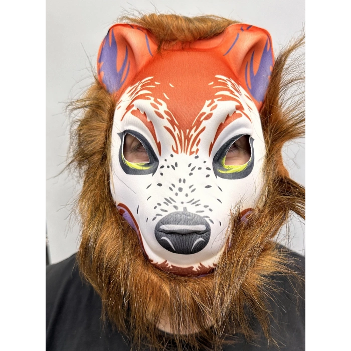 Kahverengi Saçlı Kurt Maskesi Köpek Maskesi Mega Peluş 11 No