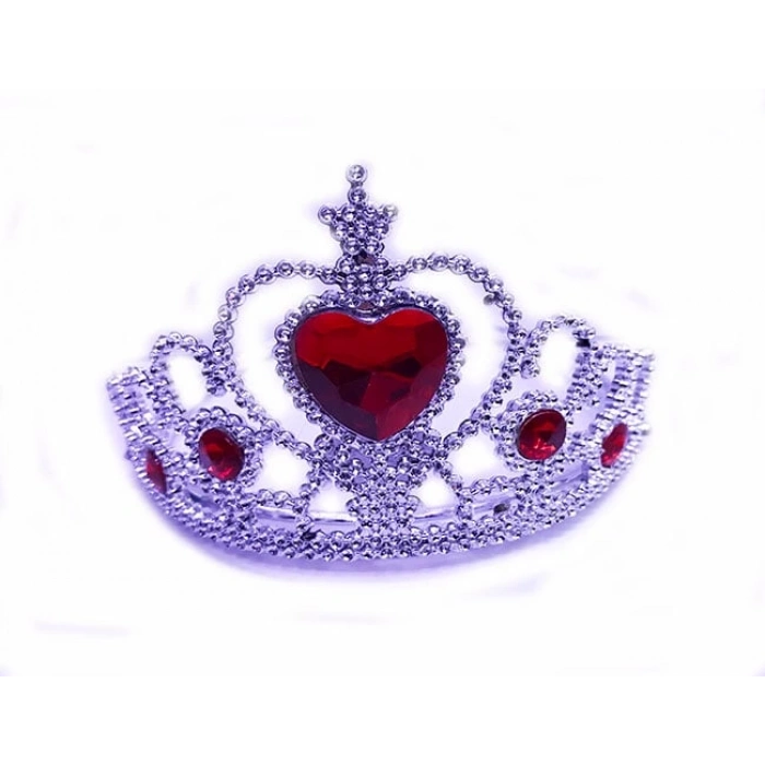 Kalp Taşlı Kırmızı Renk Karlar Ülkesi Elsa Anna Frozen Tacı