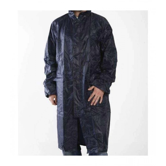 Kapüşonlu Lacivert PVC Yağmurluk XXL