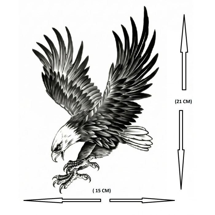 Kartal Geçici Dövme Şablonu Büyük Boy