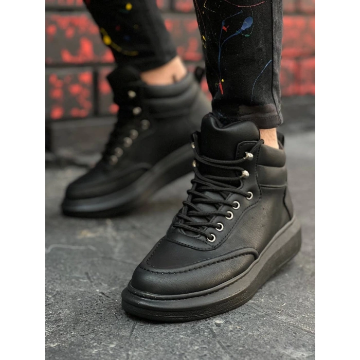 KB-0994   Siyah Cilt  Siyah  Yüksek Taban  Erkek Bilek Bot