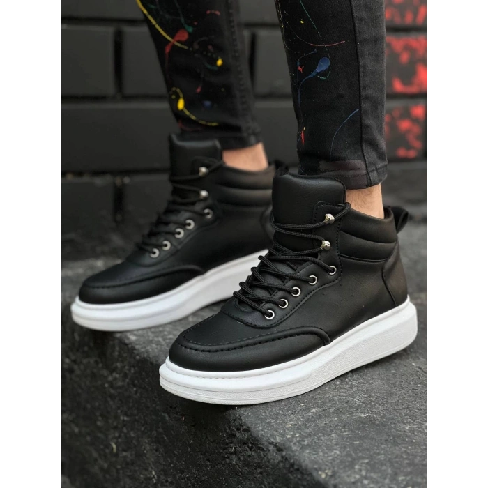 KB-0994    Siyah Cilt  Yüksek Taban  Erkek Bilek Bot