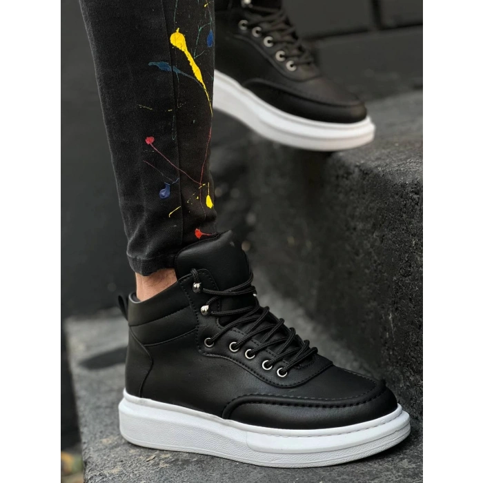 KB-0994    Siyah Cilt  Yüksek Taban  Erkek Bilek Bot