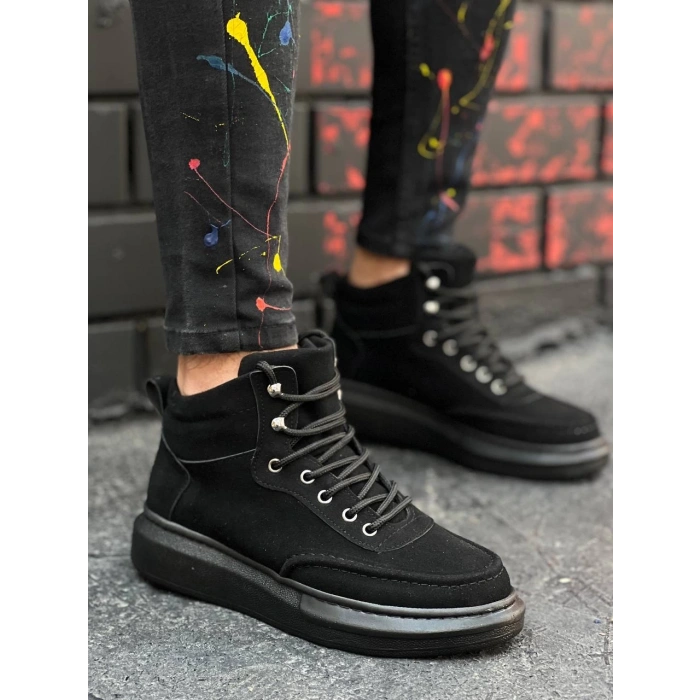 KB-0994   Siyah Süet Siyah Yüksek Taban  Erkek Bilek Bot