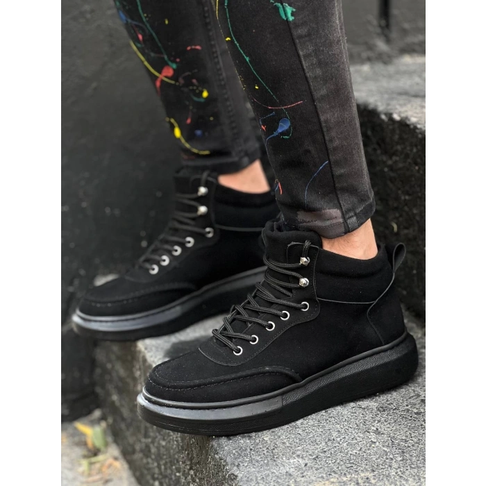 KB-0994   Siyah Süet Siyah Yüksek Taban  Erkek Bilek Bot