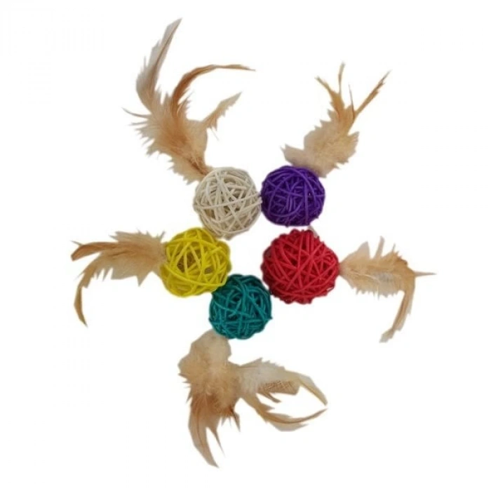 Kedi Oyuncağı Renkli Hasır Toplar 4*13 cm