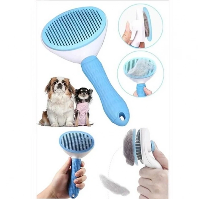 Kendini Temizleyen Tuşlu Kedi Köpek Tarağı Mavi 10 x 20 cm