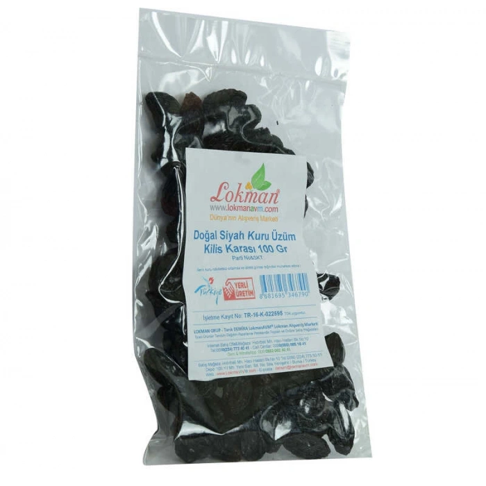 Kilis Karası Siyah Kuru Üzüm 100 Gr Paket