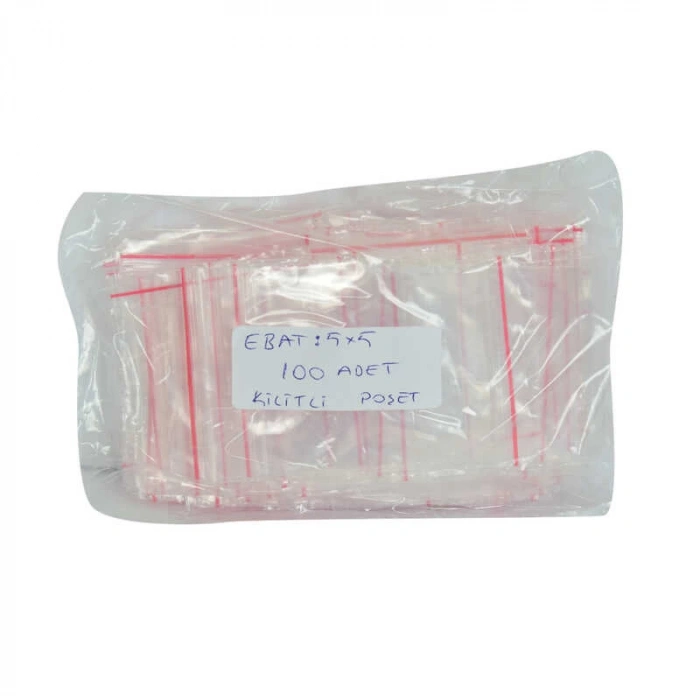Kilitli Naylon Torba Poşet 5X5 Cm Şeffaf 100 Adet 1 Paket