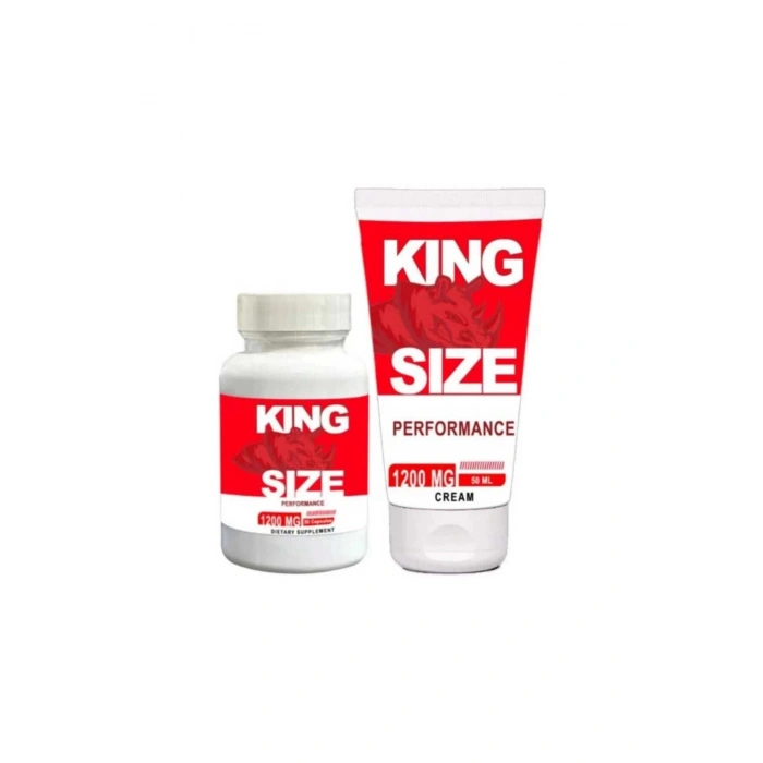 King Size 1200 Mg Erkek Sertliğine Ve Kuvvetine Eksiksiz Deneyim Veren 30 Lu Ve 50 ml Krem Bir Arad