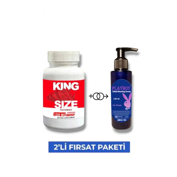 King Size Erkek Performans Geliştirici 30lu Takviye Playboy Lib.ido Arttırıcı Krem 125 ml